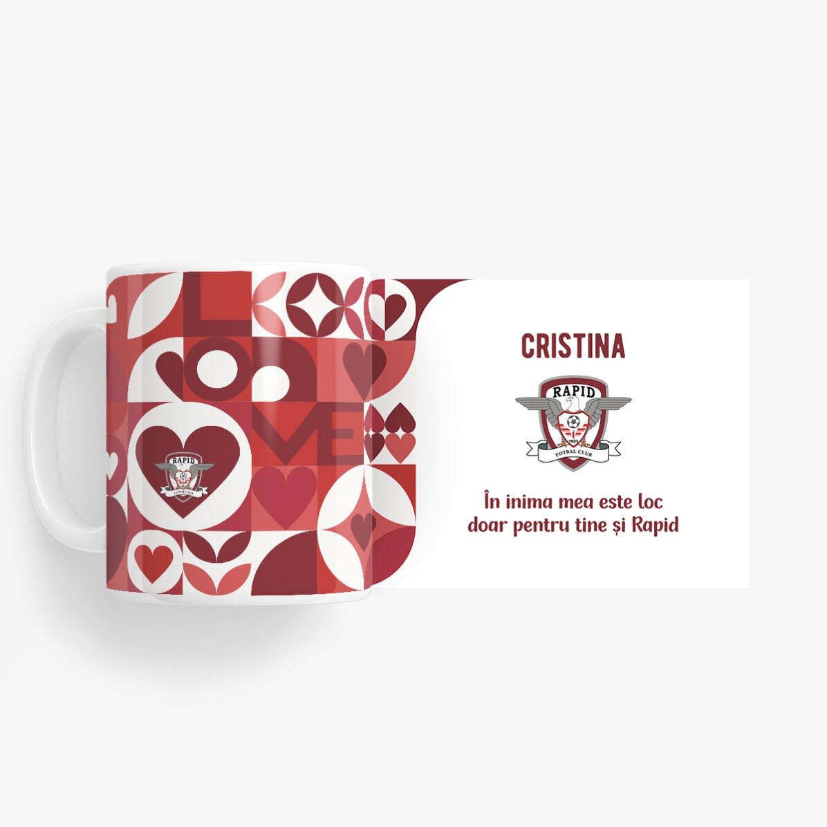 Cană FC Rapid personalizată cu text - Love Mosaic