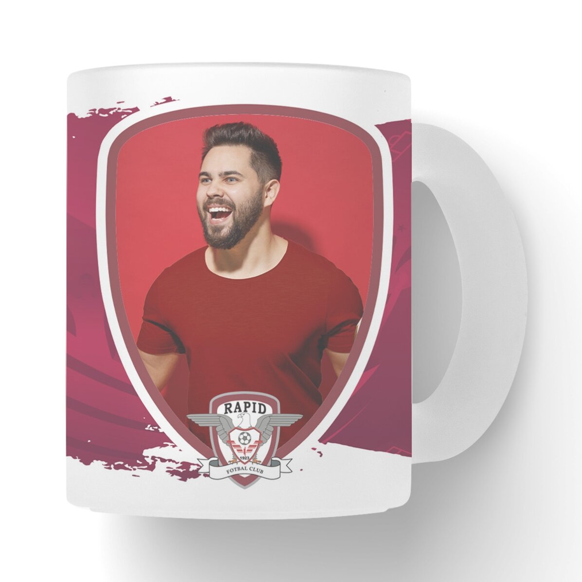 Cană sticlă mată FC Rapid personalizată cu poză - FC Rapid 1923