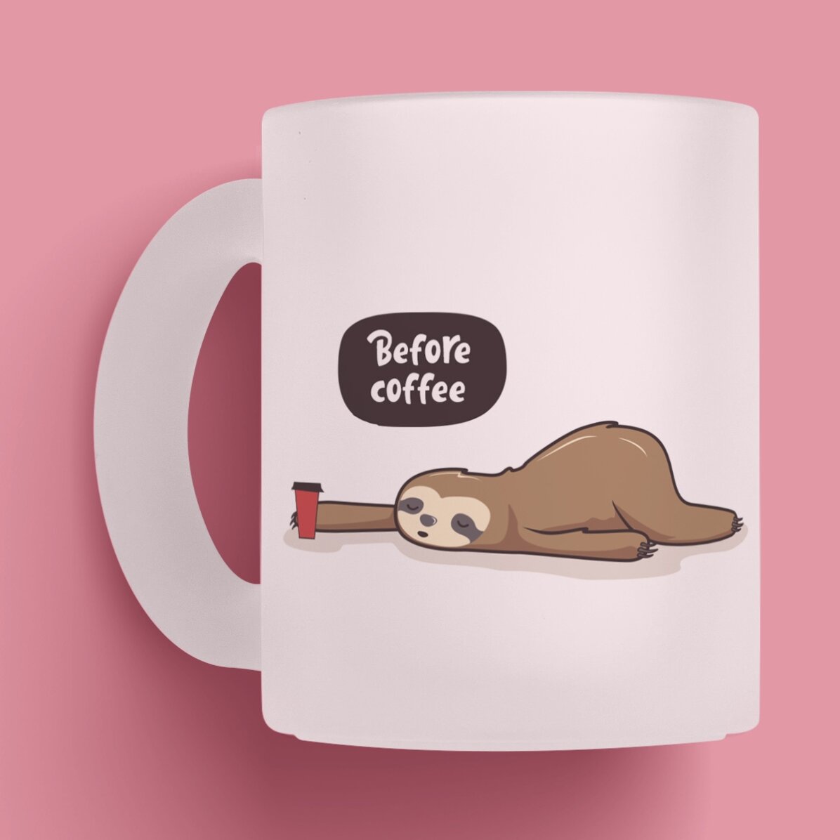 Cană sticlă mată personalizată - Before and after coffee