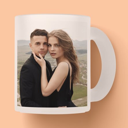 Cană sticlă mată personalizată cu 2 poze 