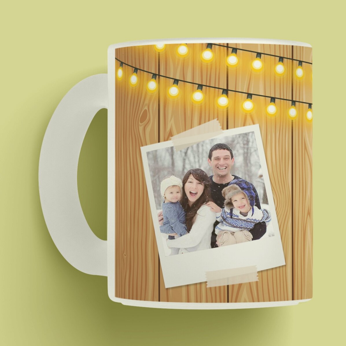 Cană sticlă mată personalizată cu 3 poze de Crăciun