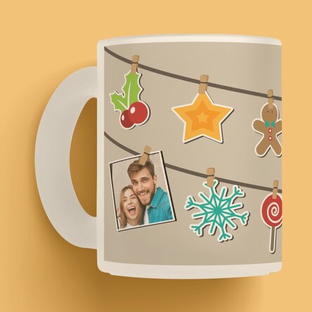 Cană sticlă mată personalizată cu 4 poze - model de Crăciun 