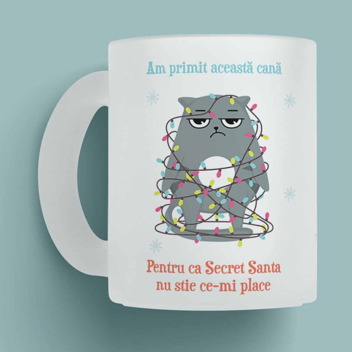 Cană sticlă mată personalizată cu mesaj - Crăciun fericit!