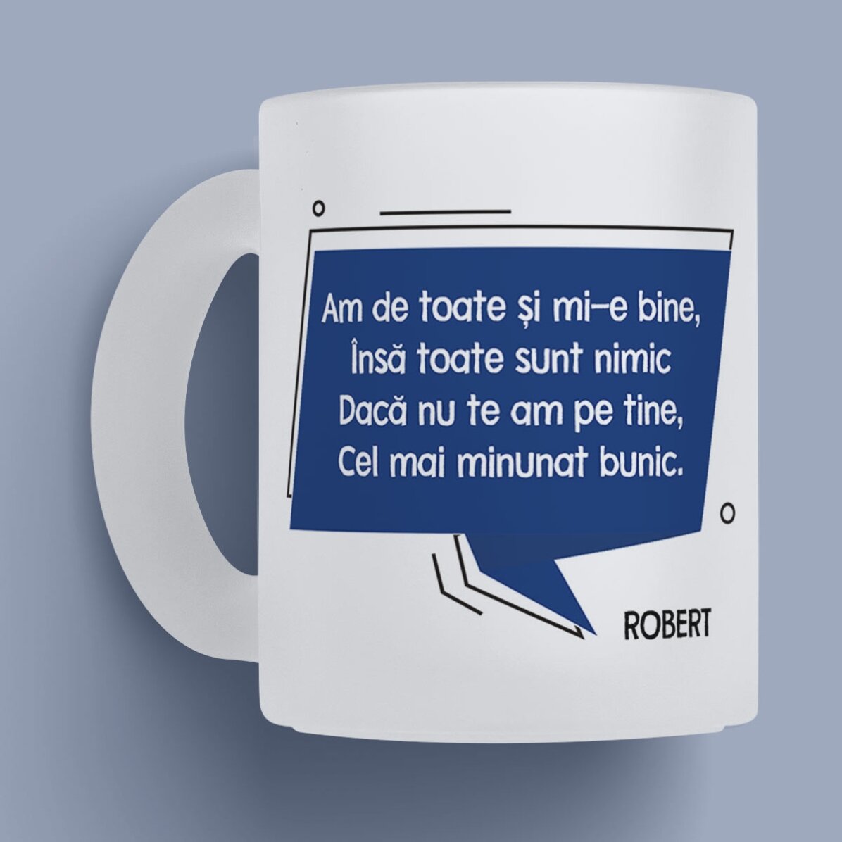 Cană sticlă mată personalizată cu mesaj pentru bunic x Flick