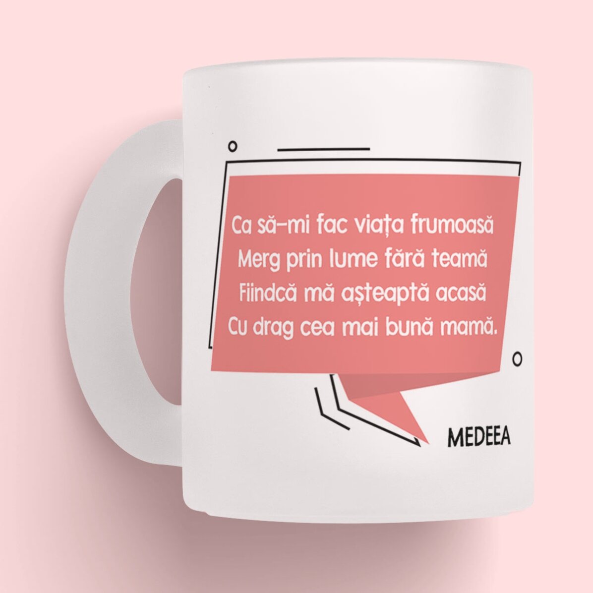 Cană sticlă mată personalizată cu mesaj pentru mama x Flick