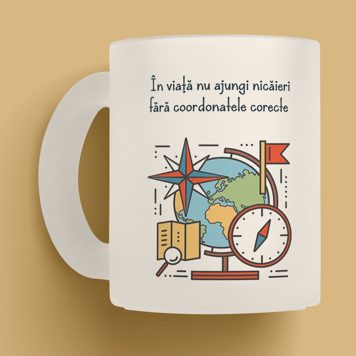 Cană sticlă mată personalizată cu mesaj - Profesoară de Geografie