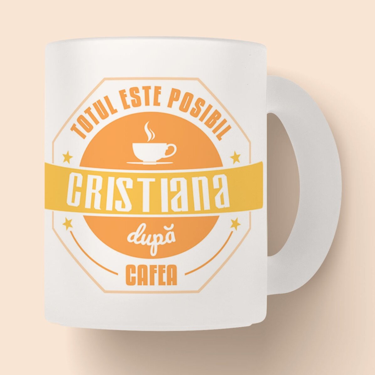 Cană sticlă mată personalizată cu mesaj - Totul este posibil