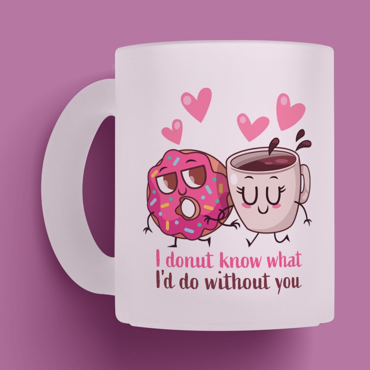 Cană sticlă mată personalizată cu nume - Doughnut Love