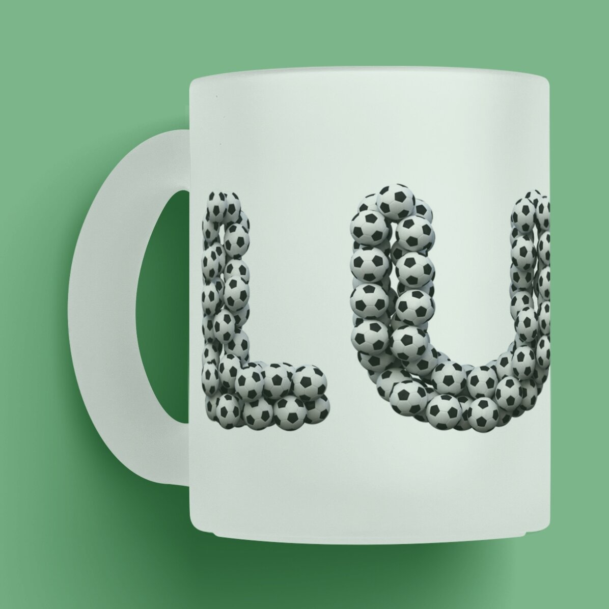 Cană sticlă mată personalizată cu nume - Fotbal 