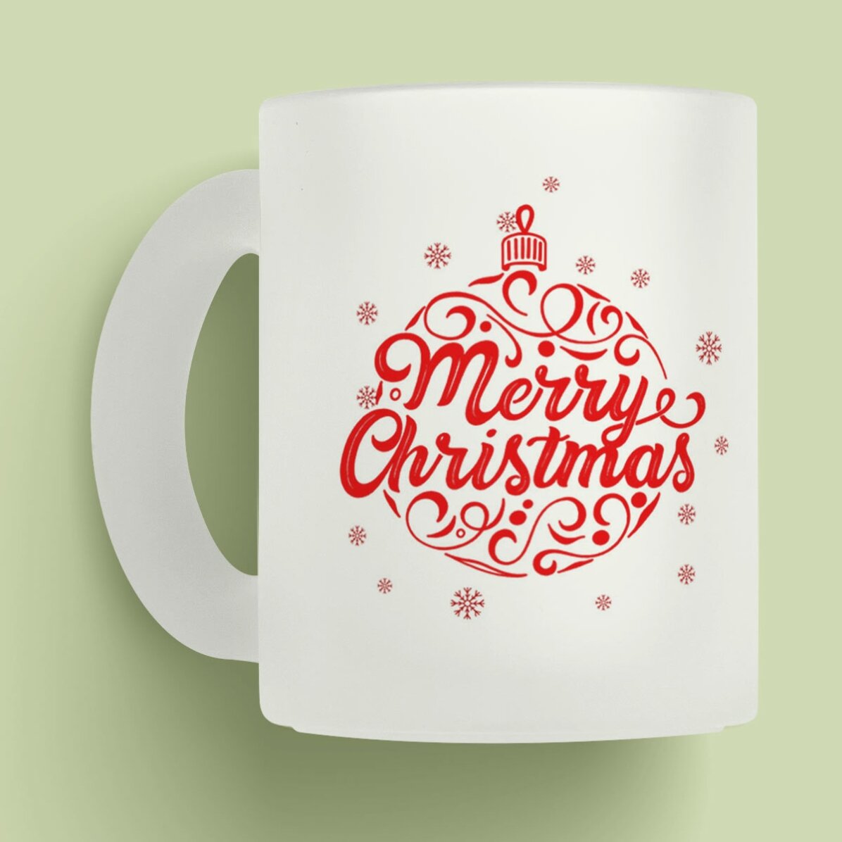 Cană sticlă mată personalizată cu nume - Glob Merry Christmas