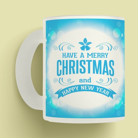 Cană sticlă mată personalizată cu o poză - Merry Christmas and a Happy New Year 