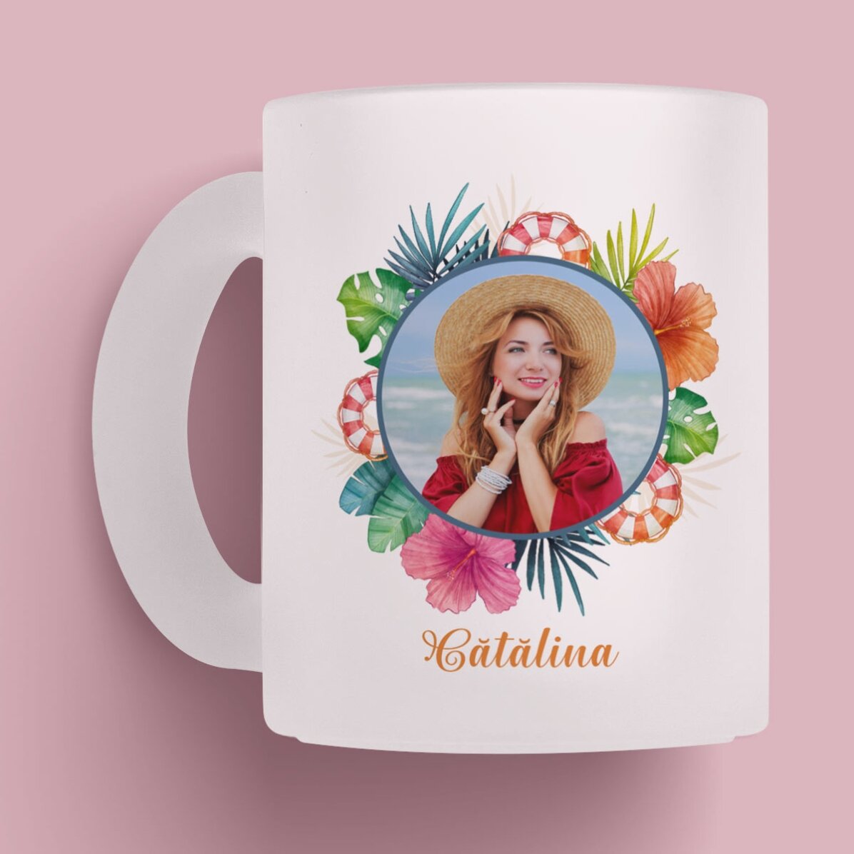Cană mată personalizată cu poză și text - Summer