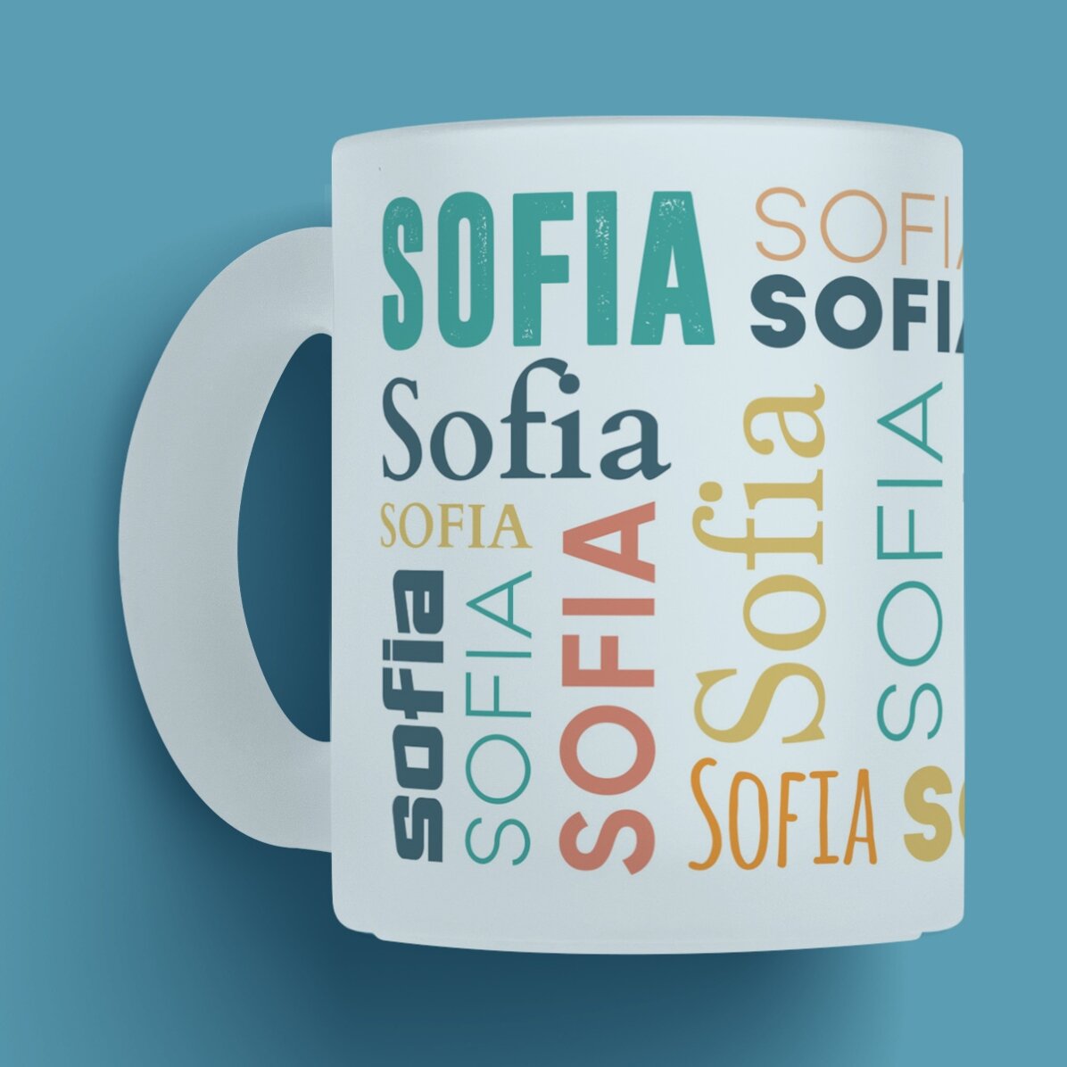 Cană sticlă mată personalizată cu prenumele tău 