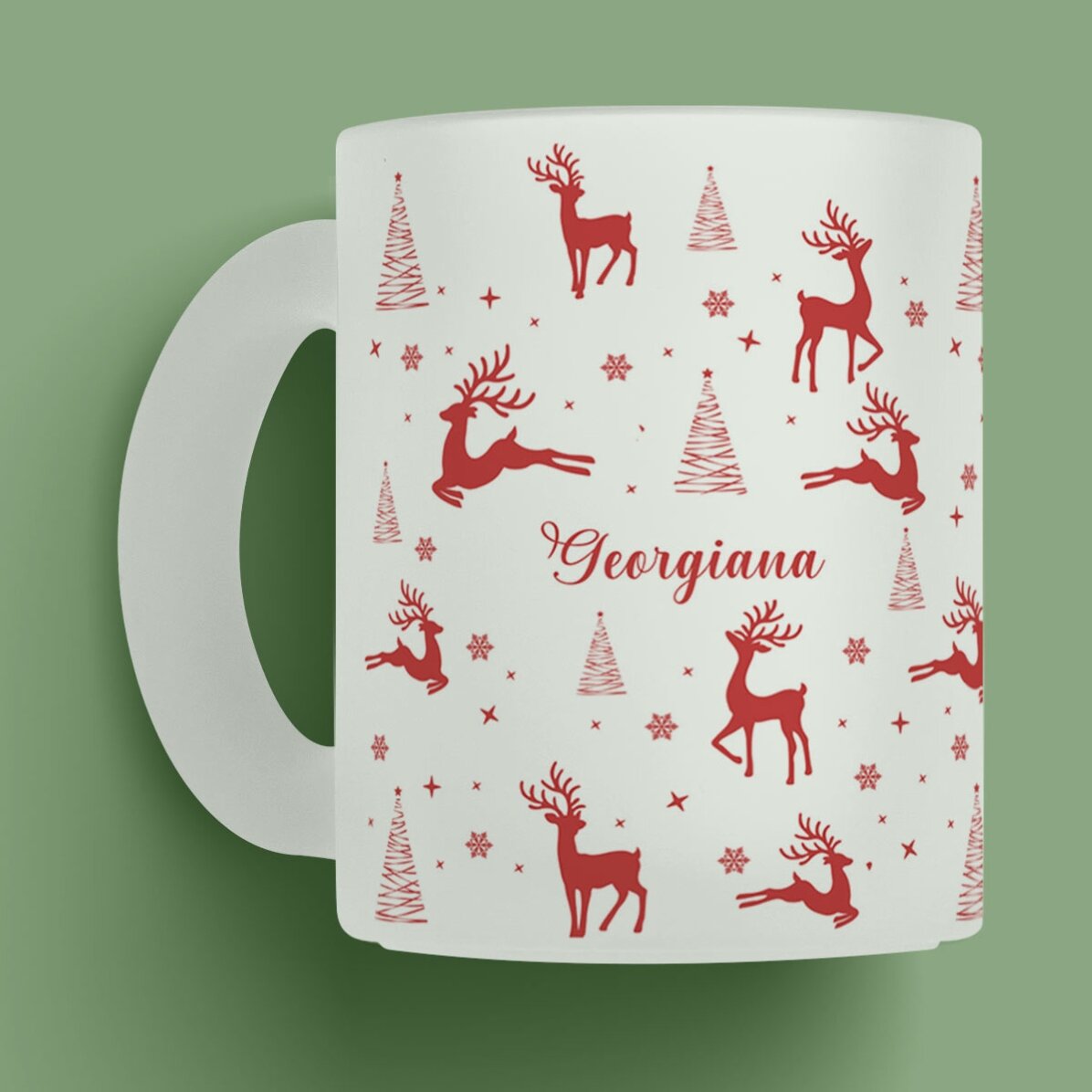 Cană sticlă mată personalizată cu text - Christmas