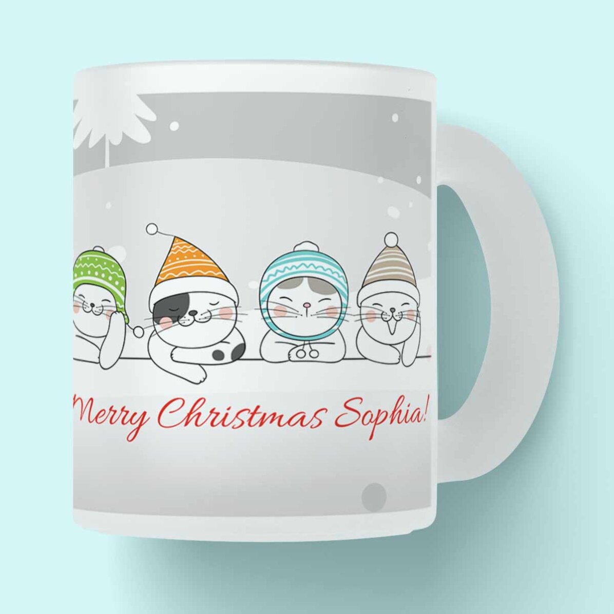 Cană sticlă mată personalizată cu text – Cute cats