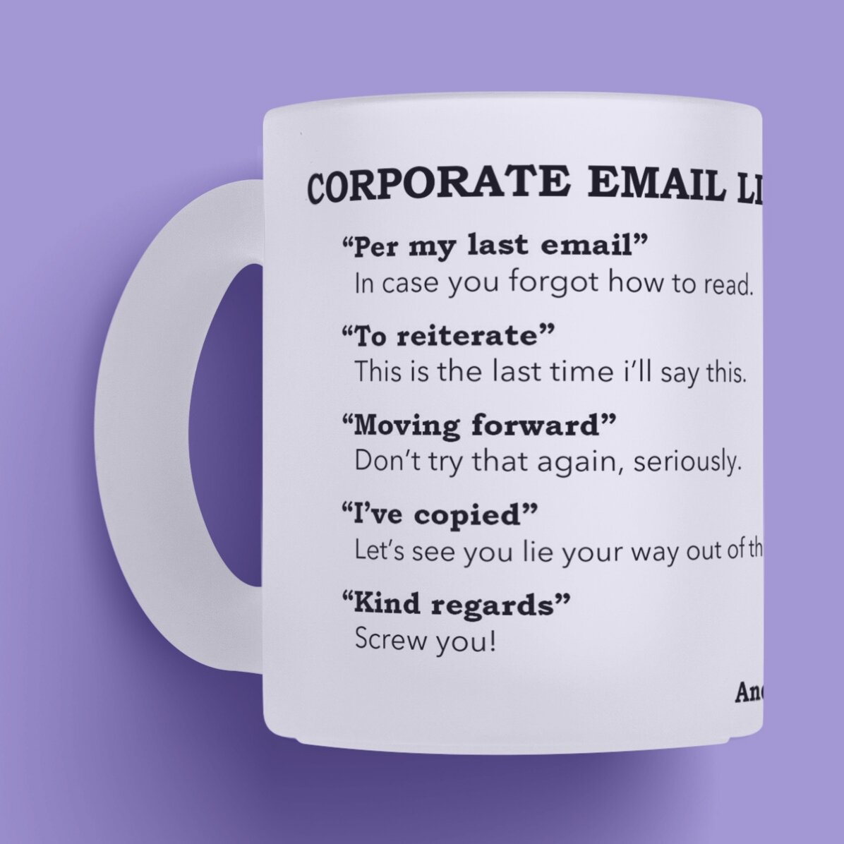 Cană sticlă mată personalizată cu text - Email corporatist 