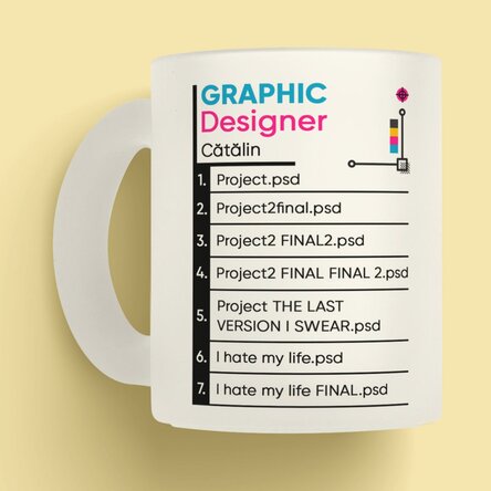 Cană mată personalizată cu text - Graphic Designer