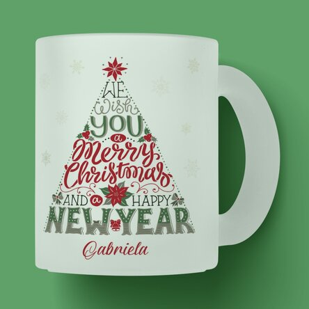 Cană sticlă mată personalizată cu text - Happy new year 