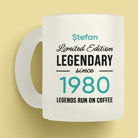 Cană mată personalizată cu text - Legendary