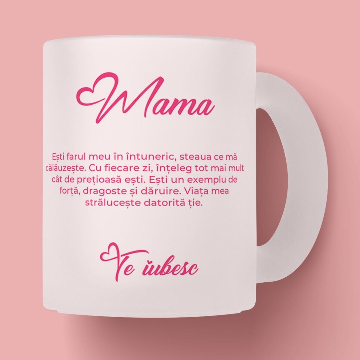 Cană sticlă mată personalizată cu text - Lovely mother
