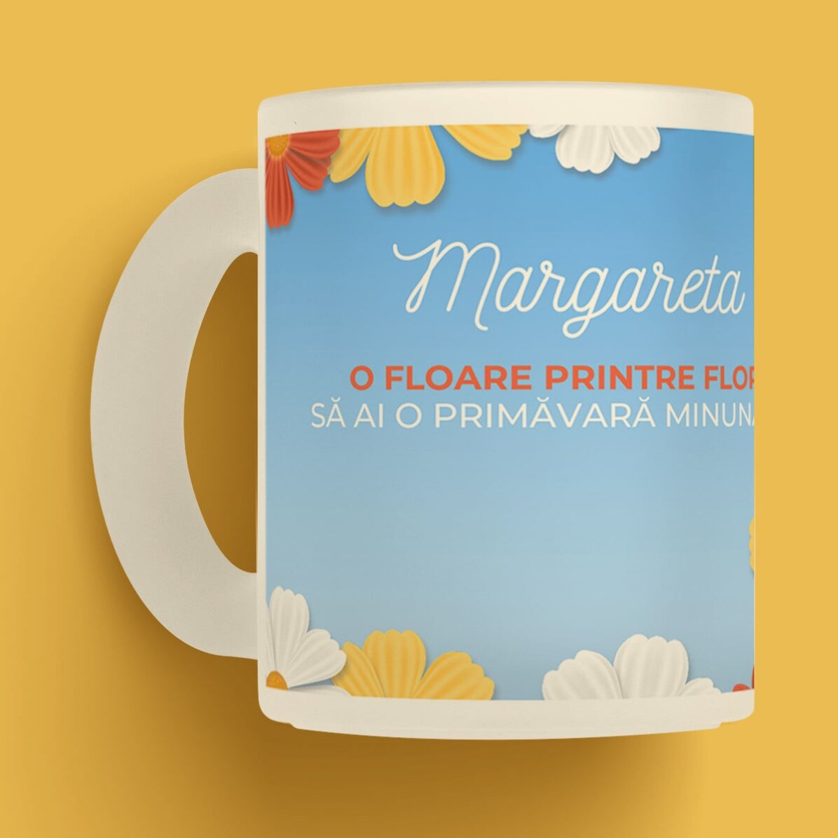 Cană sticlă mată personalizată cu text - Margarete