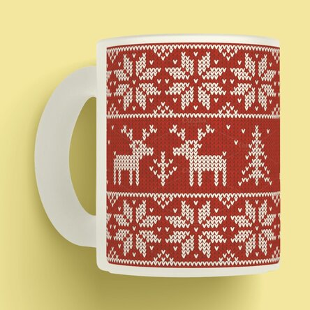 Cană sticlă mată personalizata cu text - model de Crăciun 