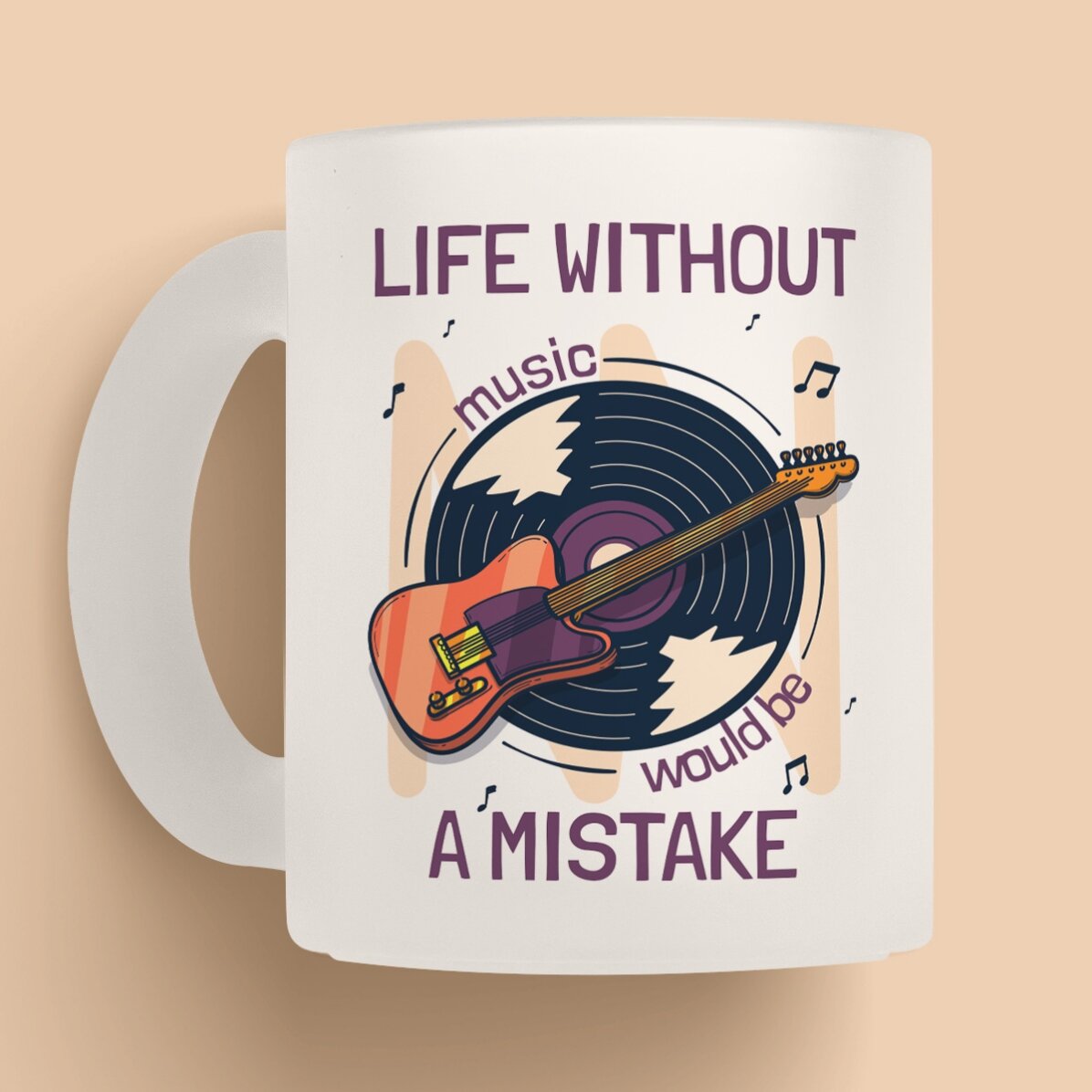 Cană mată personalizată cu text - Music