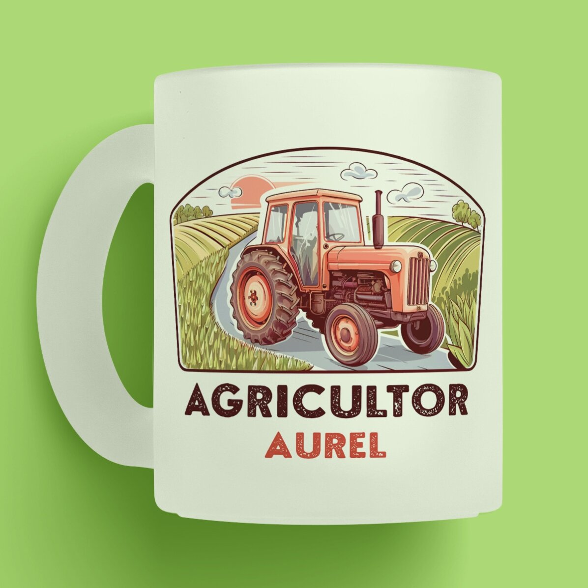 Cană mată personalizată cu text pentru agricultori - Tractor