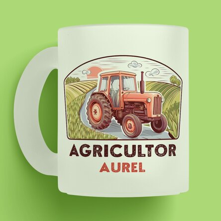 Cană mată personalizată cu text pentru agricultori - Tractor