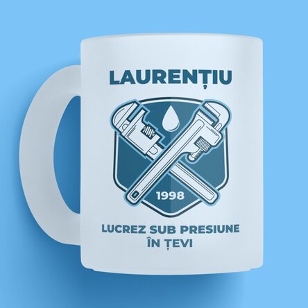 Cană mată personalizată cu text pentru instalatori - Chei reglabile