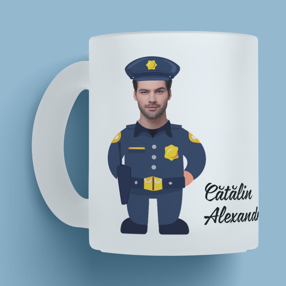 Cană mată personalizată cu text - Pentru polițiști 