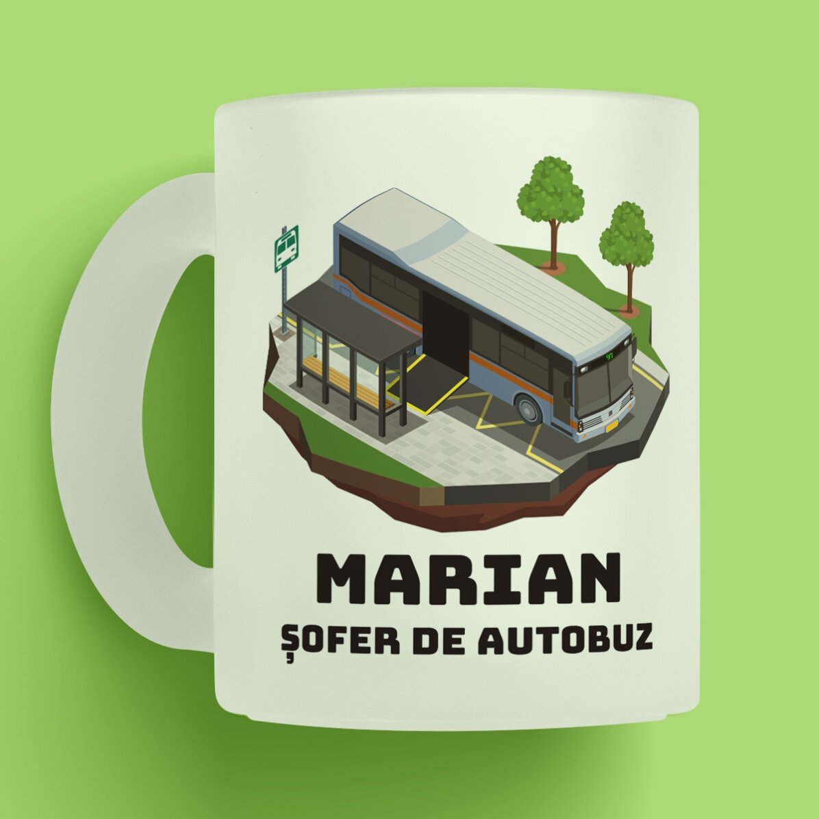 Cană mată personalizată cu text pentru șoferi - Șofer de autobuz