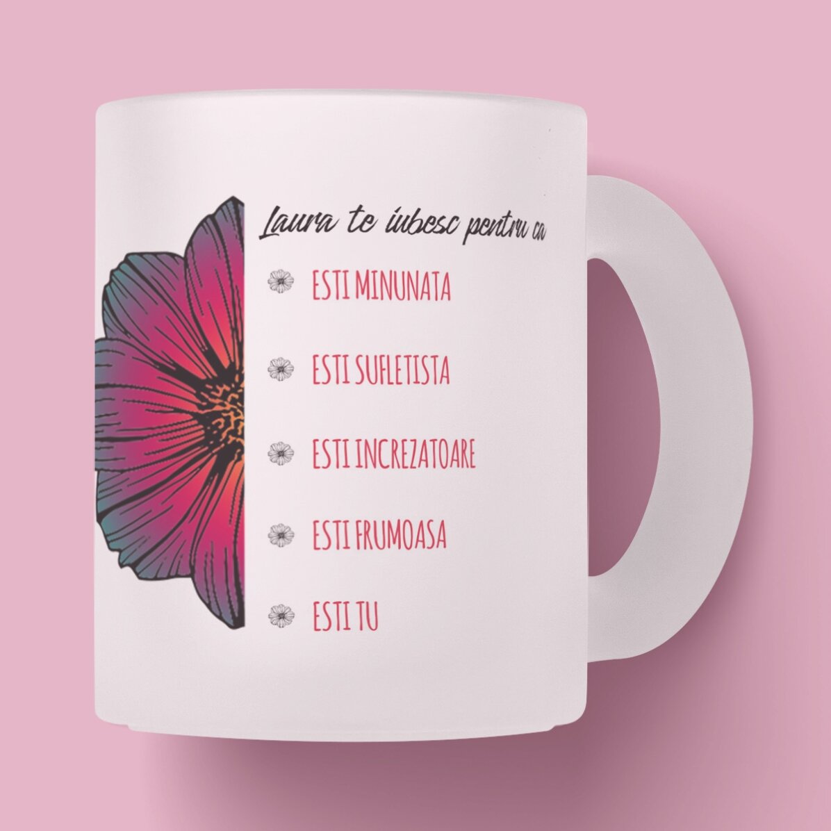 Cană sticlă mată personalizată cu text - Reasons why i love you 