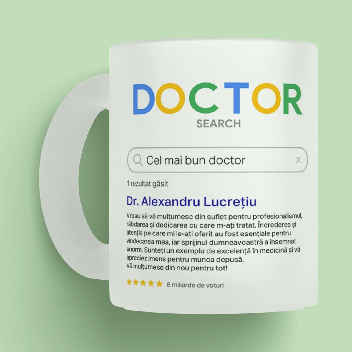 Cană sticlă mată personalizată cu text - Search