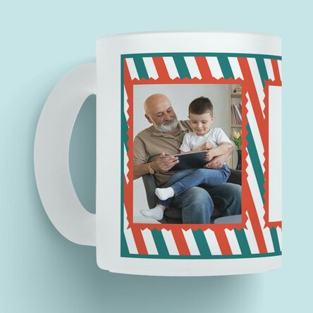 Cană sticlă mată personalizată cu text și o poză - Crăciun fericit!