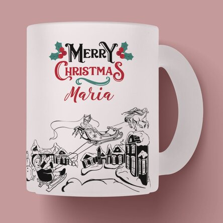 Cană sticlă mată personalizată cu text - Snow Queen