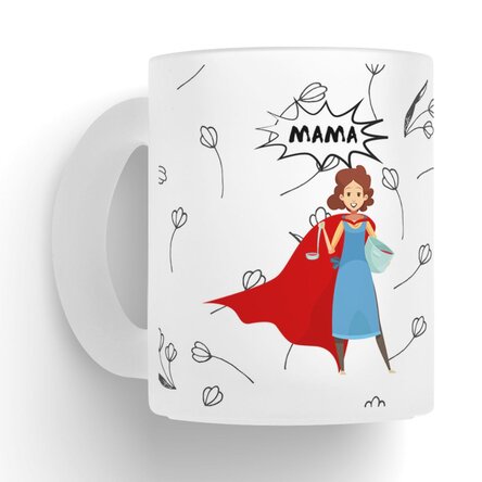 Cană sticlă mată personalizată cu text - Super Mama