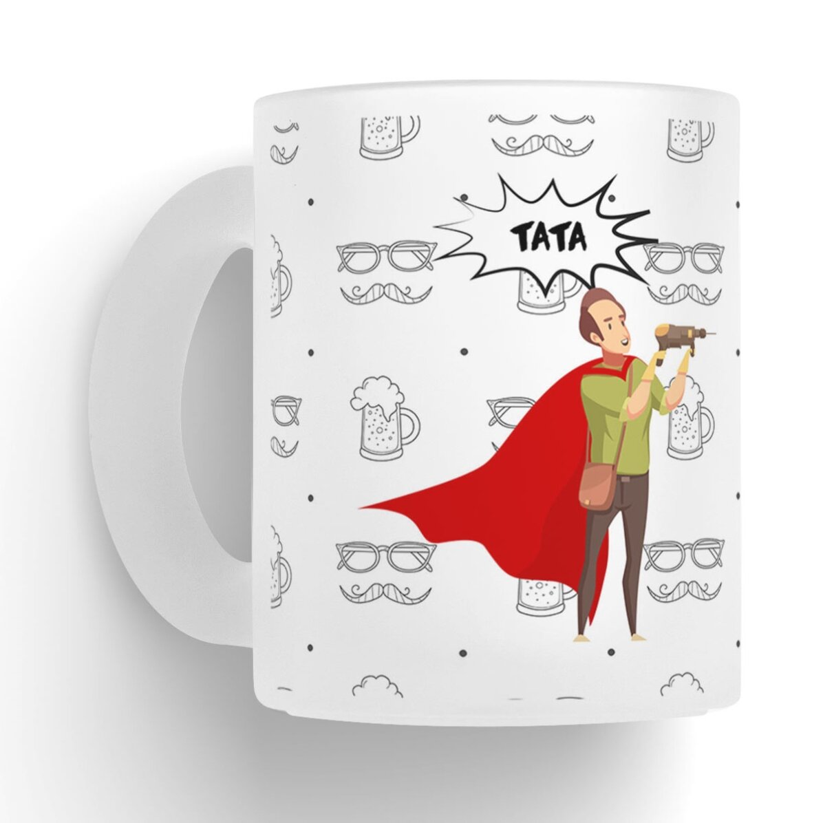 Cană sticlă mată personalizată cu text - Super Tata