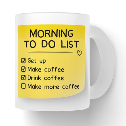 Cană sticlă mată personalizată cu text - To do list