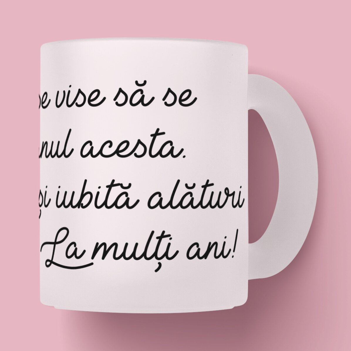 Cană sticlă mată personalizată cu text 