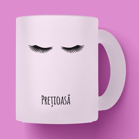 Cană sticlă mată personalizată - Prețioasă
