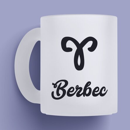 Cană sticlă mată zodiac personalizată cu poză și text - Berbec 