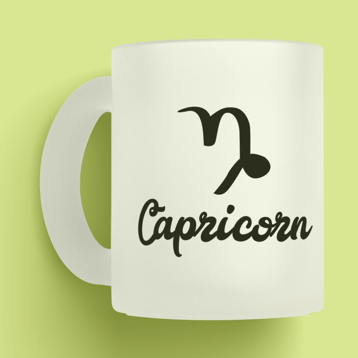 Cană sticlă mată zodiac personalizată cu poză și text - Capricorn 