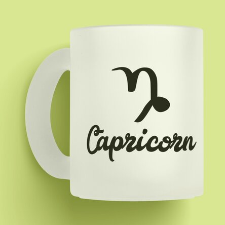 Cană sticlă mată zodiac personalizată cu poză și text - Capricorn 