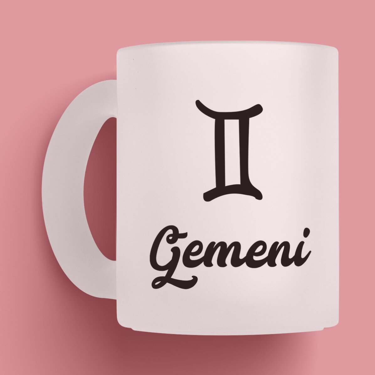 Cană sticlă mată zodiac personalizată cu poză și text - Gemeni 