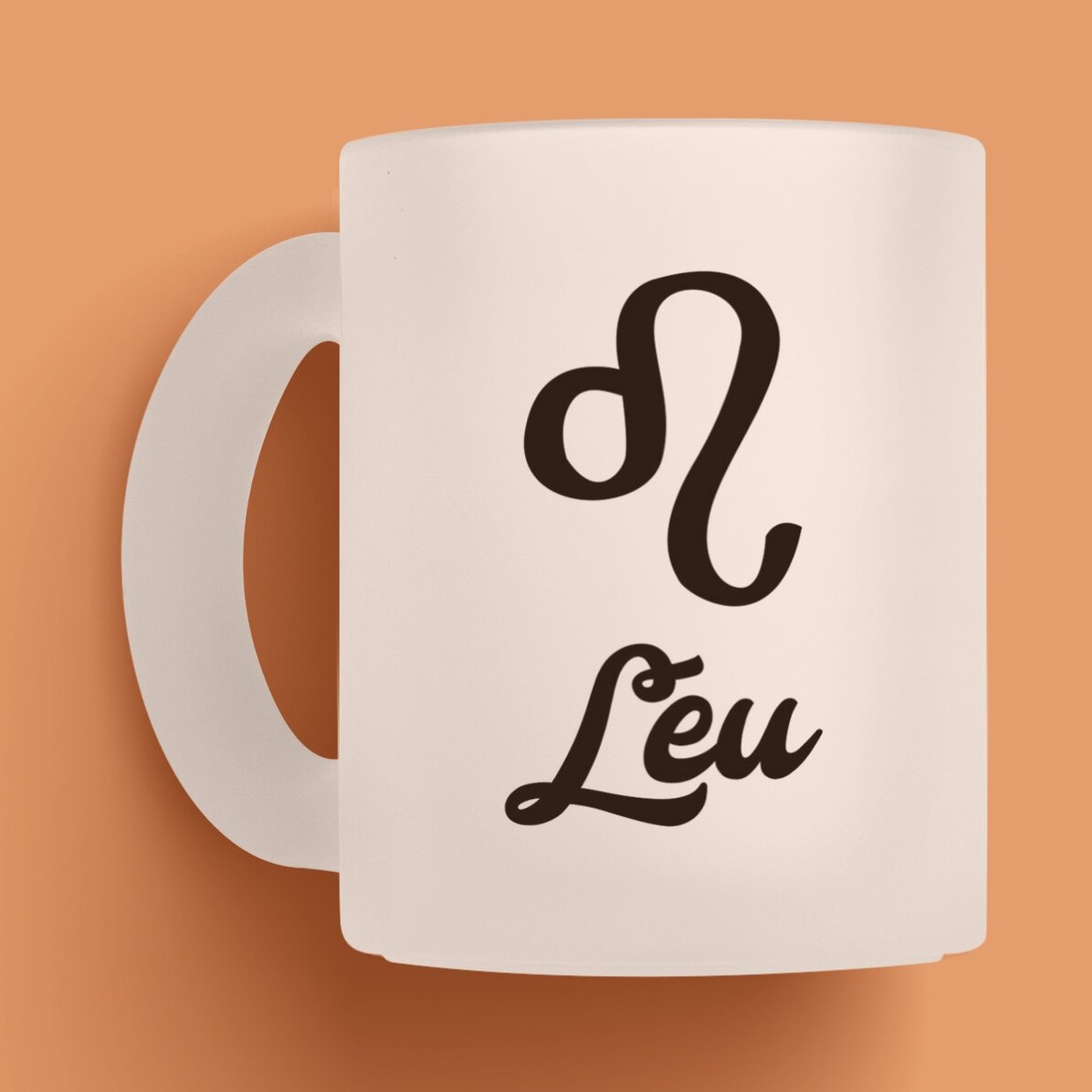 Cană sticlă mată zodiac personalizată cu poză și text - Leu