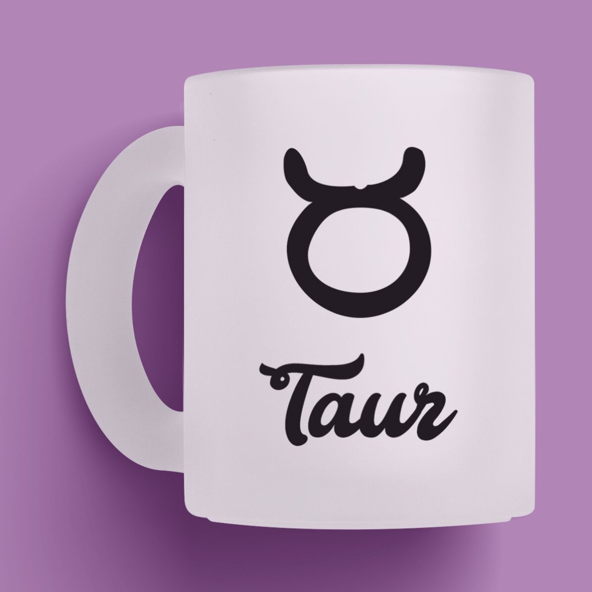 Cană sticlă mată zodiac personalizată cu poză și text - Taur
