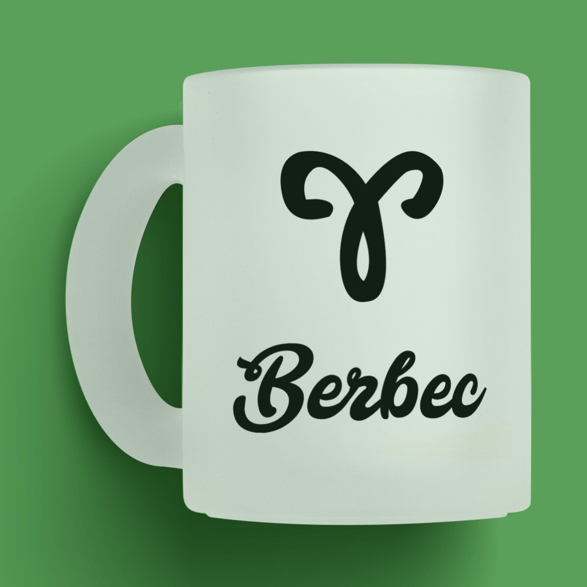 Cană sticlă mată zodiac personalizată cu text - Berbec 