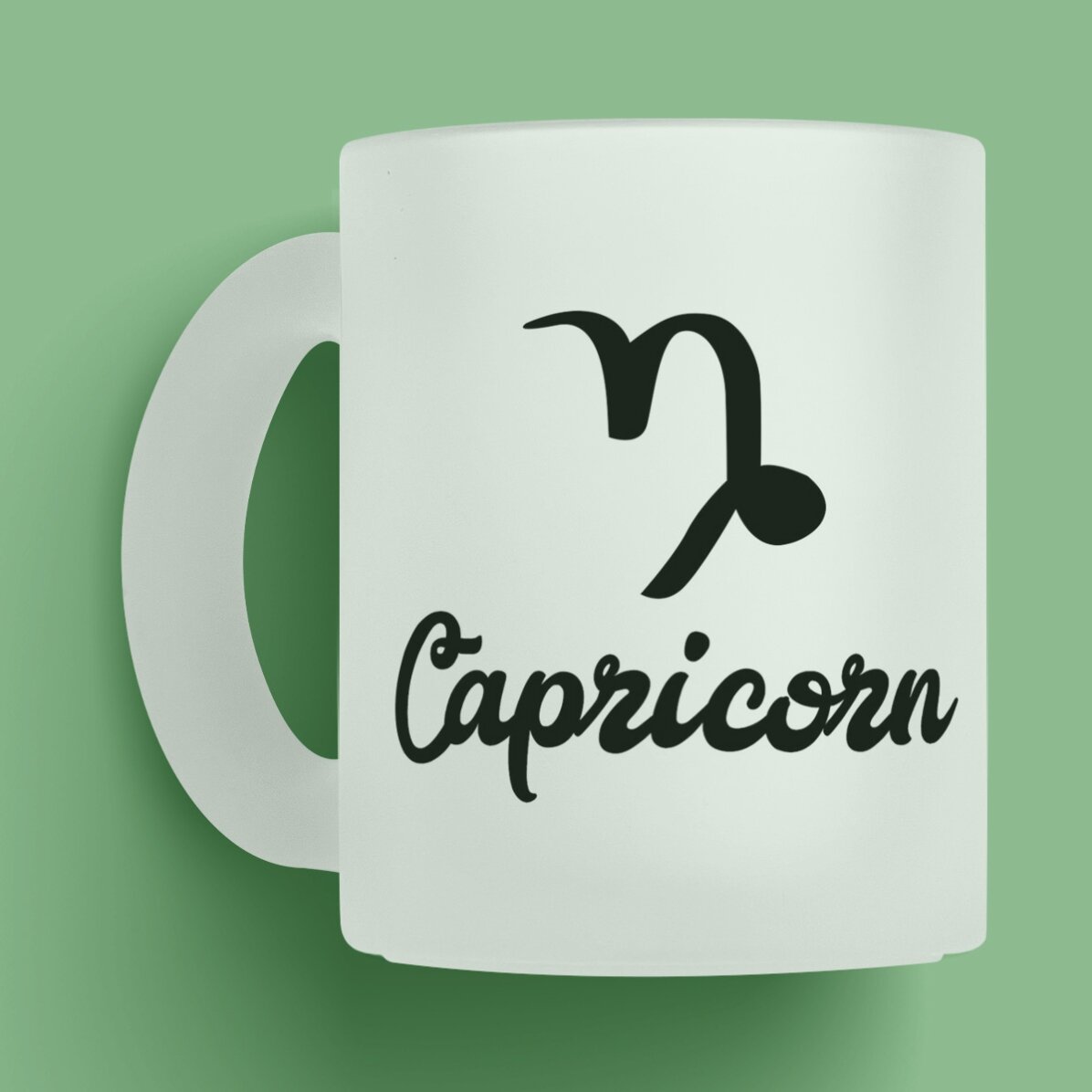 Cană sticlă mată zodiac personalizată cu text - Capricorn 