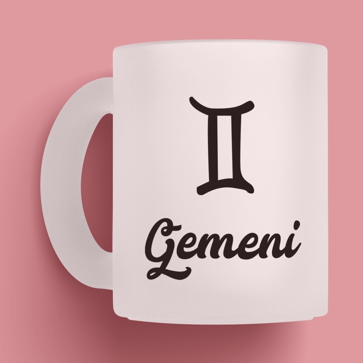 Cană sticlă mată zodiac personalizată cu text - Gemeni 